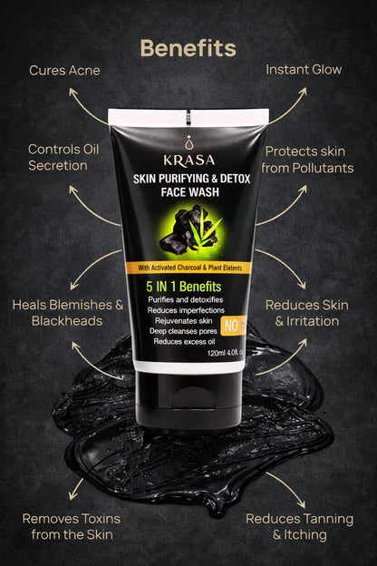 Krasa Charcoal Facewash – Deep Clean, Clear & Oil-Free Skin
