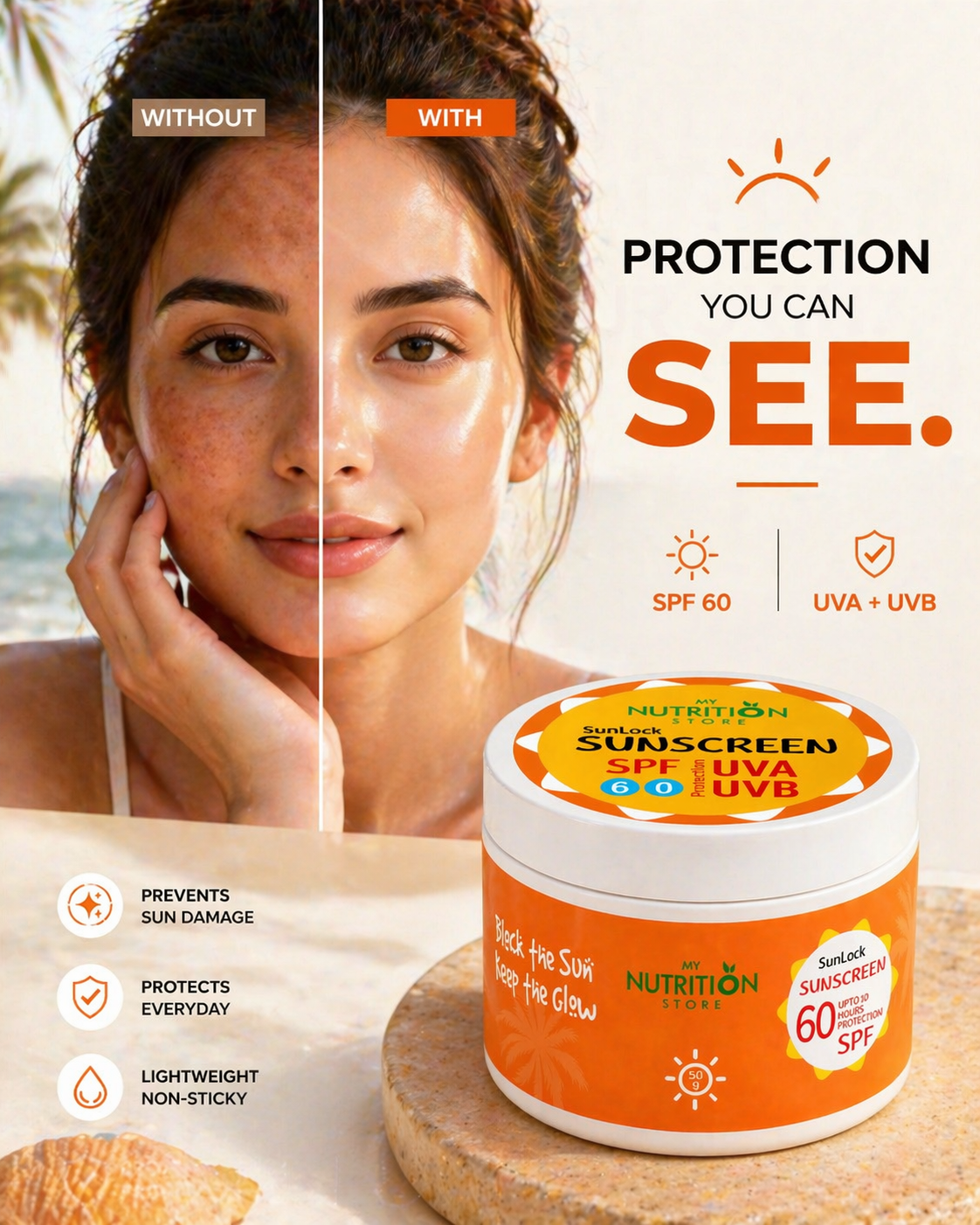 SunLock SPF 60 Sunscreen – UVA/UVB Protection