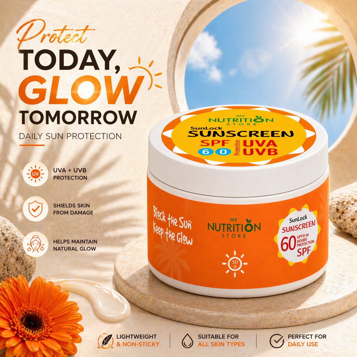 SunLock SPF 60 Sunscreen – UVA/UVB Protection